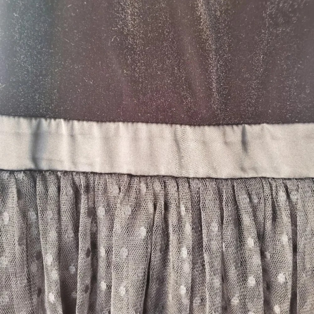 Express Velvet Bodice Polka Dot Tulle Midi Dress Black Party Formal Classic S - Picture 7 of 11